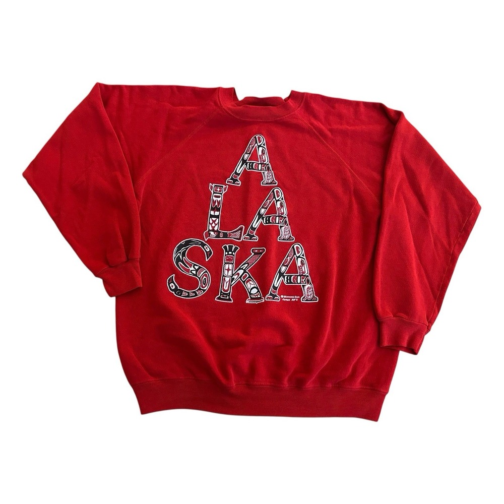 Vintage 80s Alaska Sweatshirt Size‎ Large Red